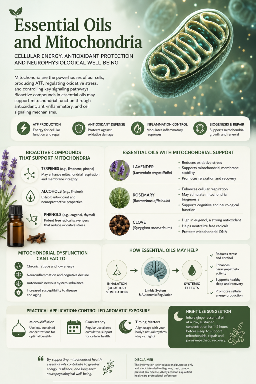 Essential Oils and Mitochondria: Cellular Energy, Oxidative Stress, and Neurophysiological Implications