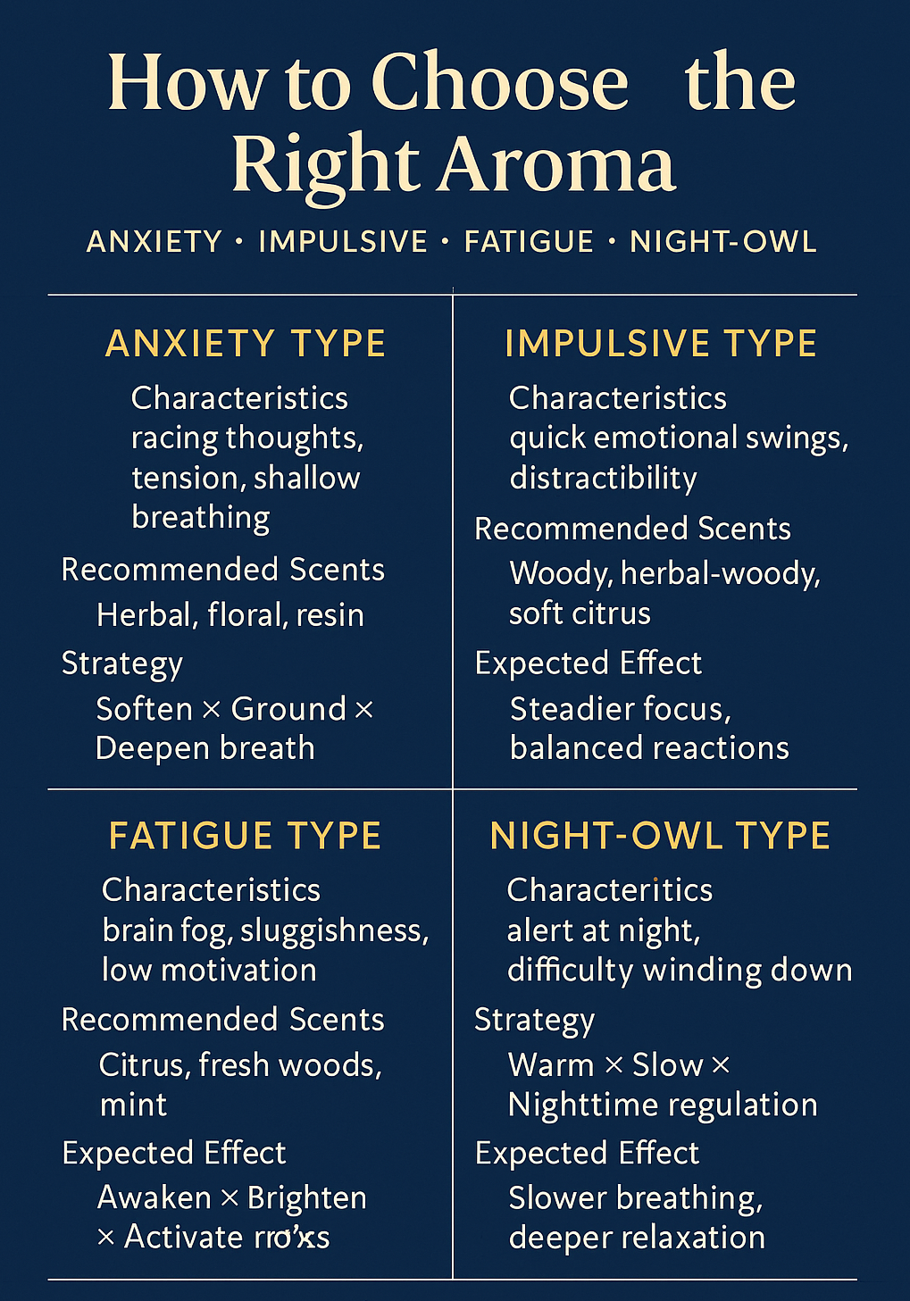 🌿 How to Choose the Right Aroma - Anxiety • Impulsive • Fatigue • Night-Owl